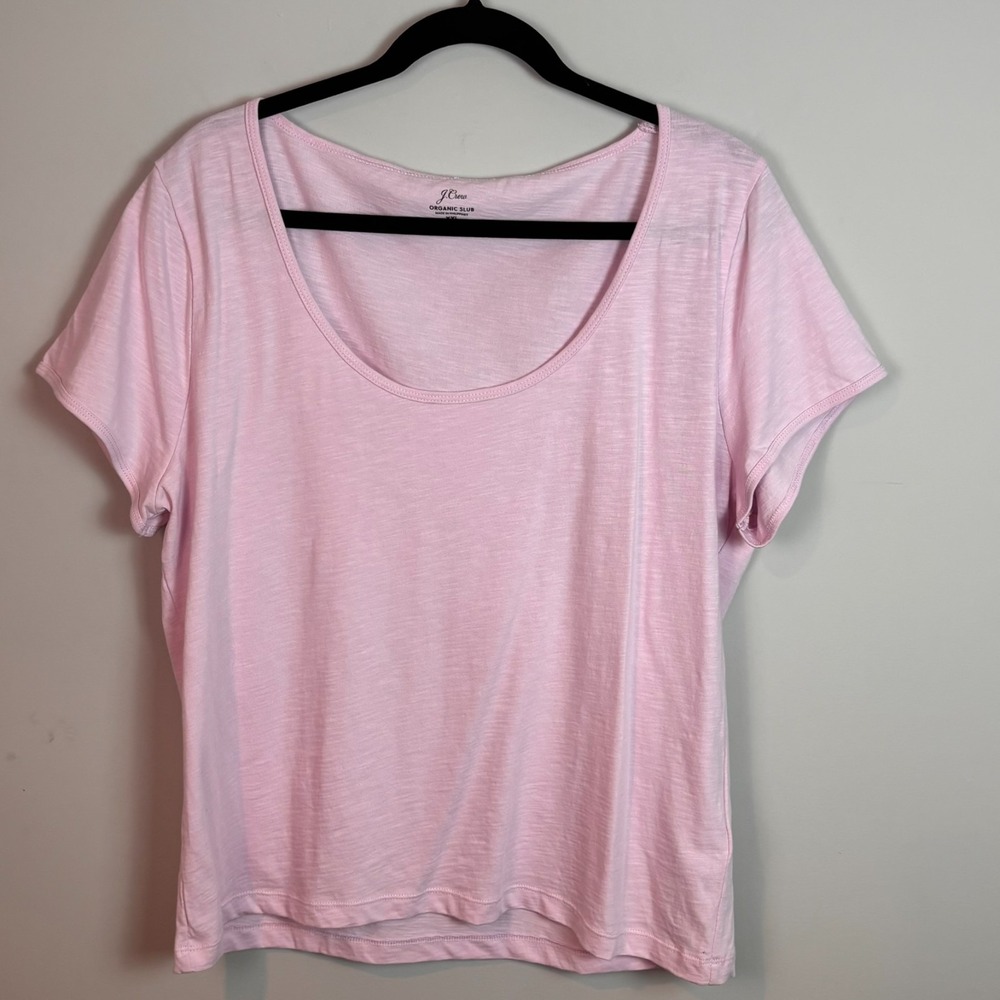 J.Crew Womens Pink Organic Slub 100% Cotton Scoop Neck Tee XXL Clean Girl soft